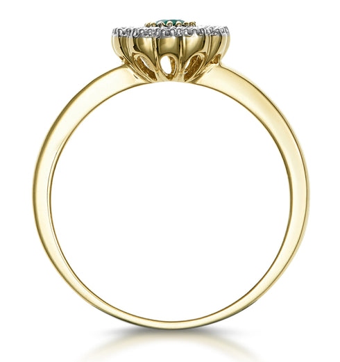 Emerald and Diamond Halo Ring in 18K Gold - Asteria Collection